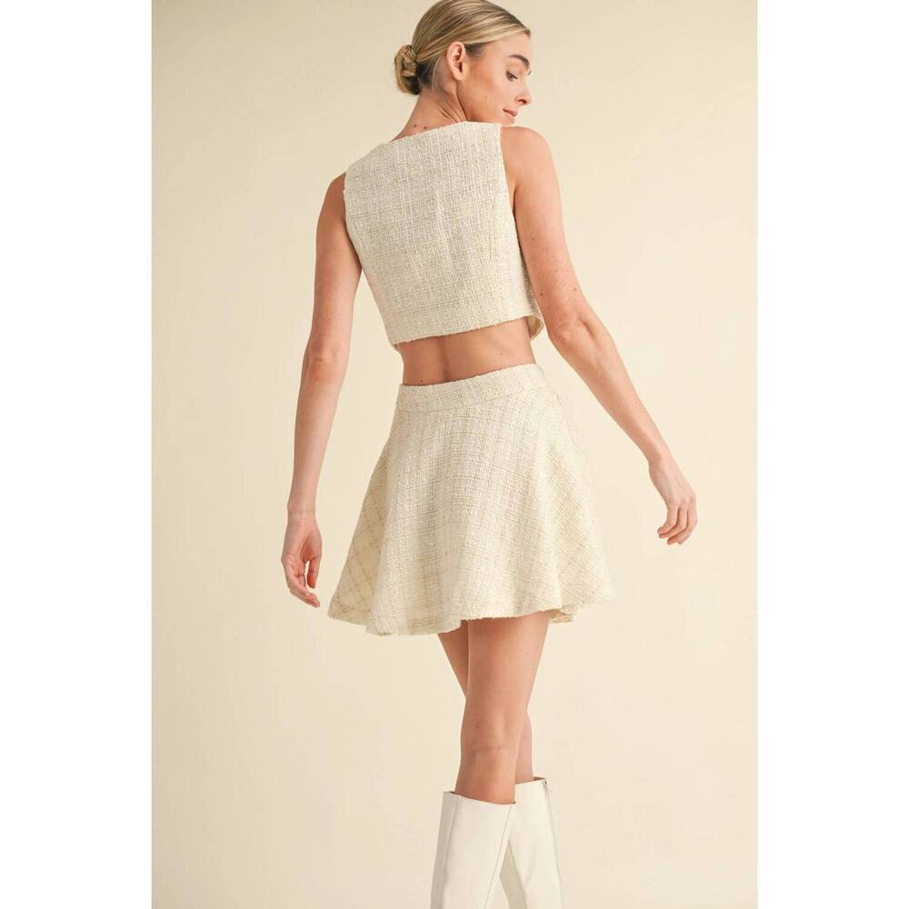 NEW MABLE jackie o tweed vest and skirt set in cream - Picture 4 of 4